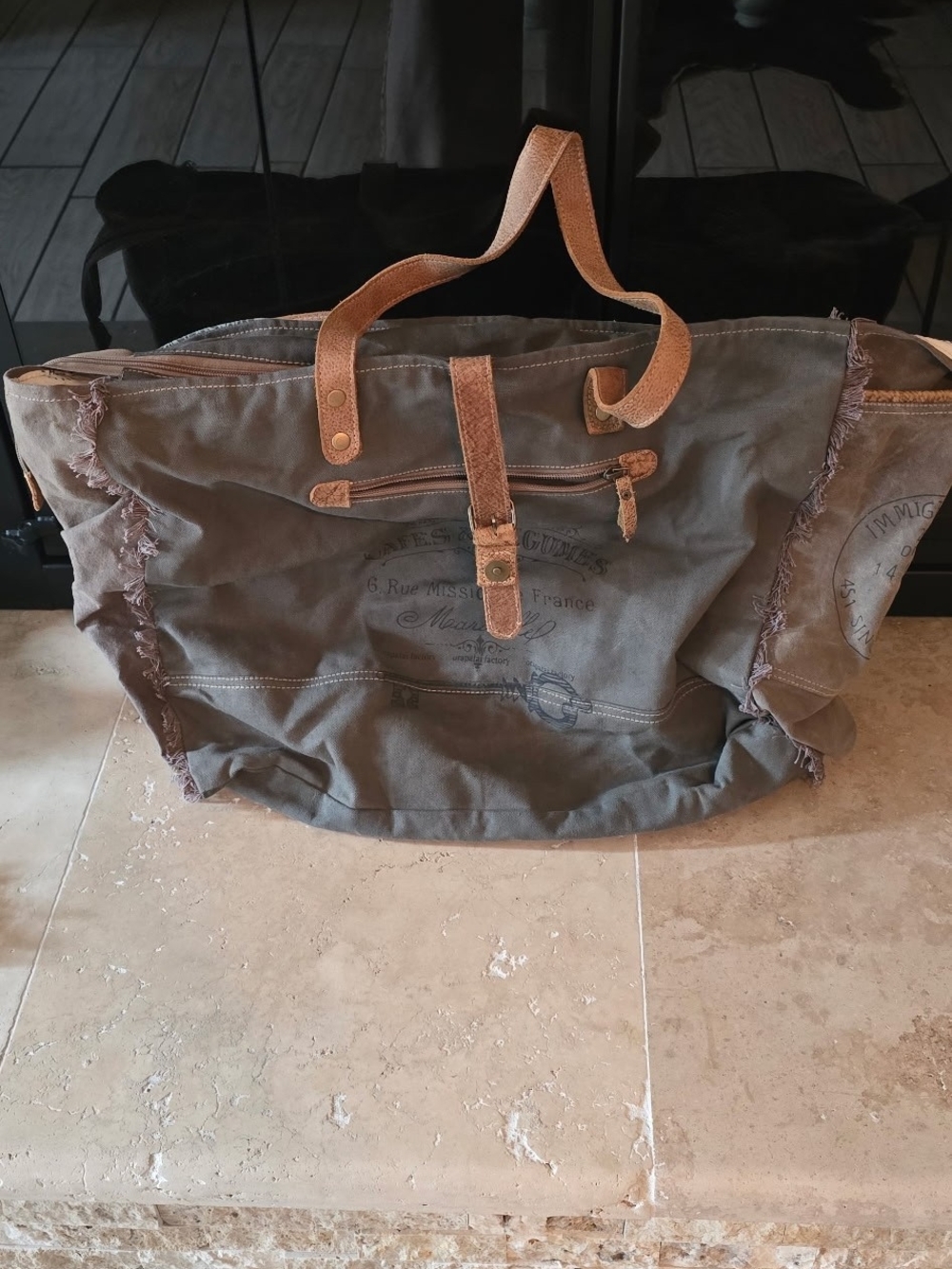 Myra Bag Distressed Canvas Duffel - Brown